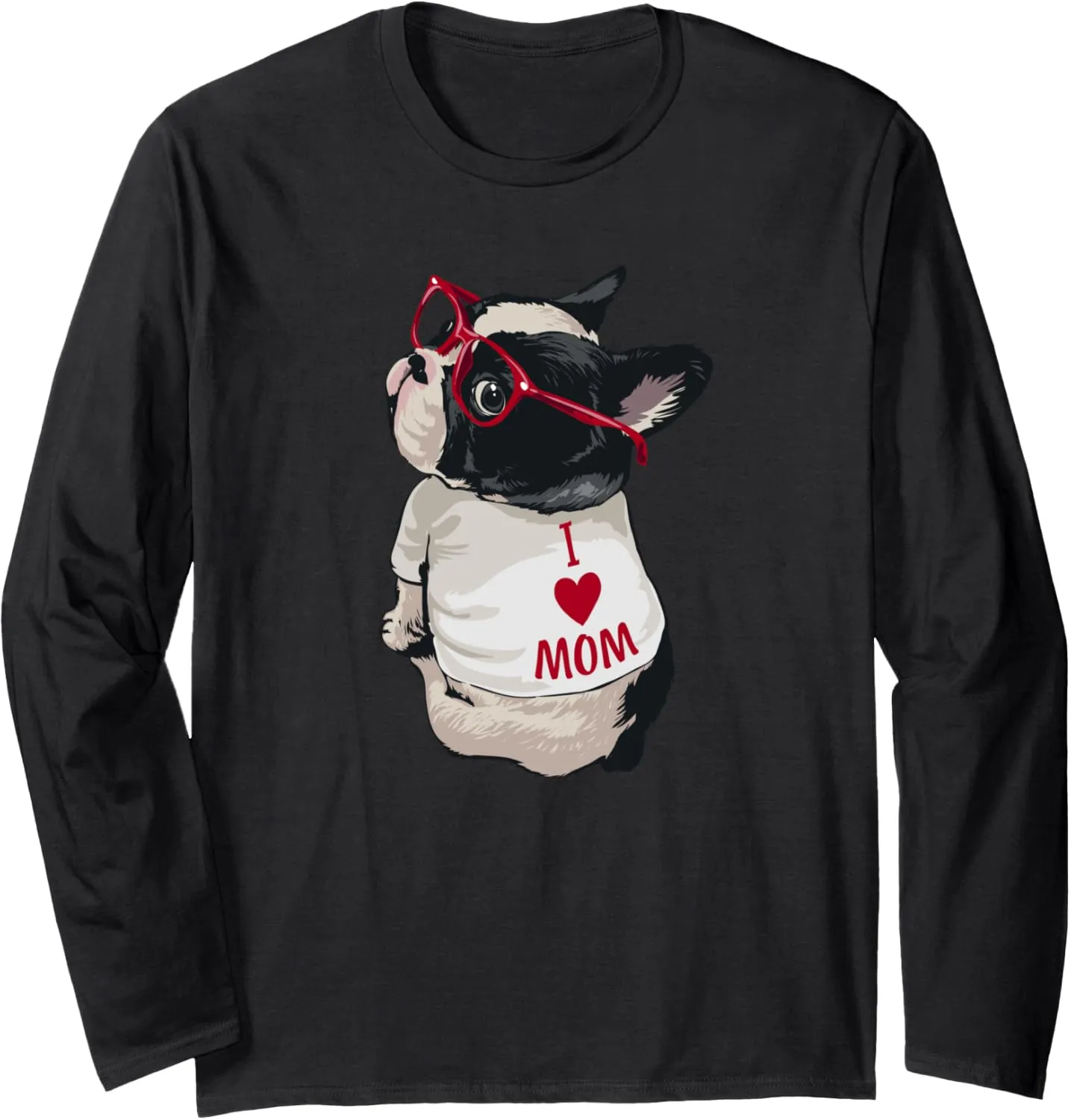 I heart Mom Boston Terrier Lover Long Sleeve T-Shirt