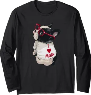 I heart Mom Boston Terrier Lover Long Sleeve T-Shirt