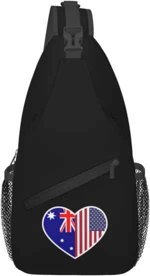 I Love America And Australia Crossbody Bags For Women Men Chest Backpack Gym Shoulder Bag Travel Outdoor Sports Casual Crossbody Bags