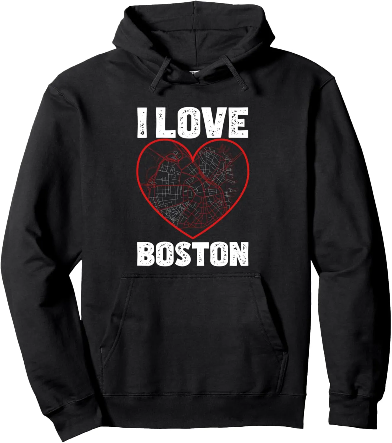 I Love Boston Street City Map Heart Souvenir Bostonian Pullover Hoodie