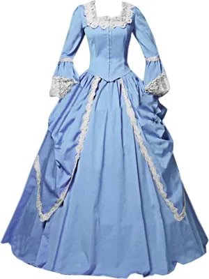 I-Youth Womens Lace Marie Antoinette Ball Gown Dress Victorian Costume Dresses