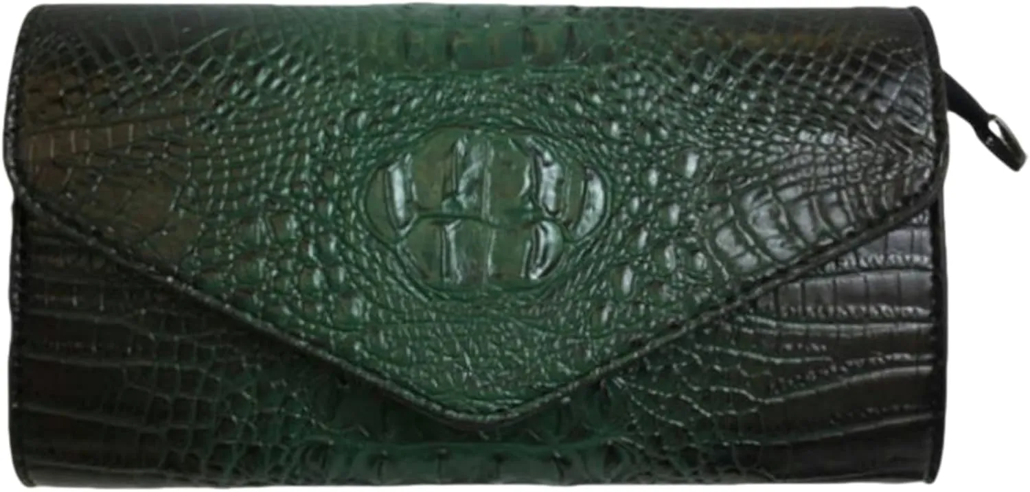 IAMUHI Women Vegan Leather Crocodile Evening Clutch Handbag Envelope Alligator Crossbody Bag Shoulder Purse Wallet