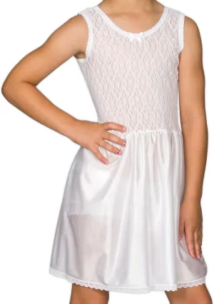 I.C. Collections Little Girls White Stretch Lace Slip, 2T - 6x