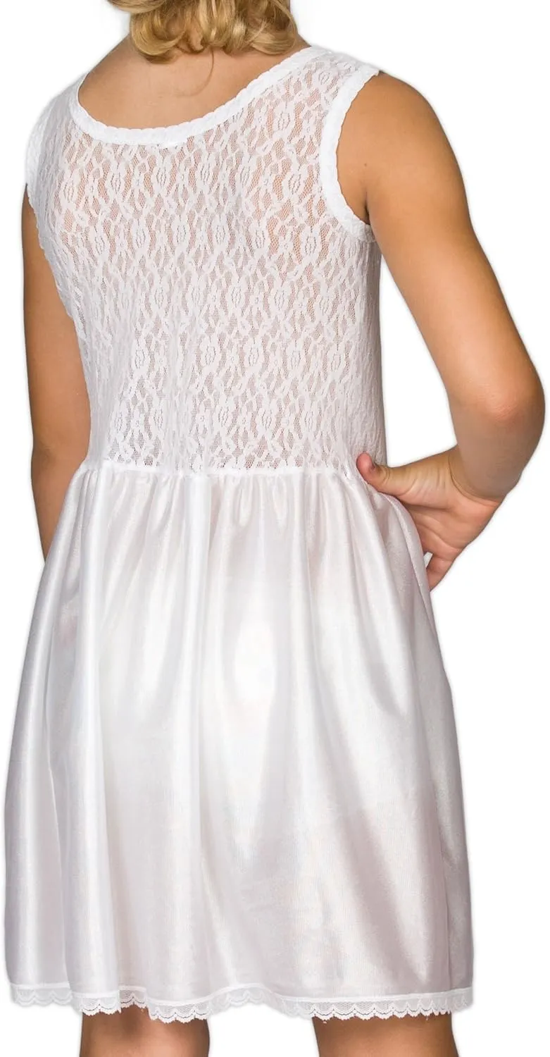 I.C. Collections Little Girls White Stretch Lace Slip, 2T - 6x