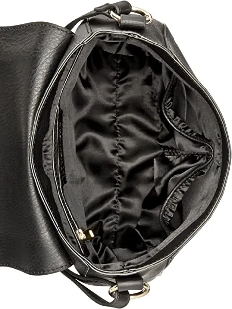 INC Womens Emerson Tassel Adjustable Saddle Bag Black Small