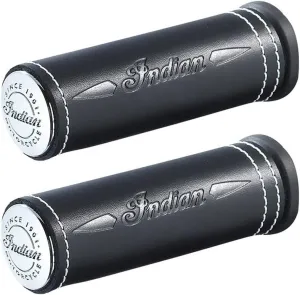 Indian Motorcycle Handlebar Grip Wraps, Pair, Genuine Leather, Black, for Specific Chief, Chieftain, Challenger, Roadmaster, Springfield, Pursuit Models and More, for Comfortable Grip - 2879999-01