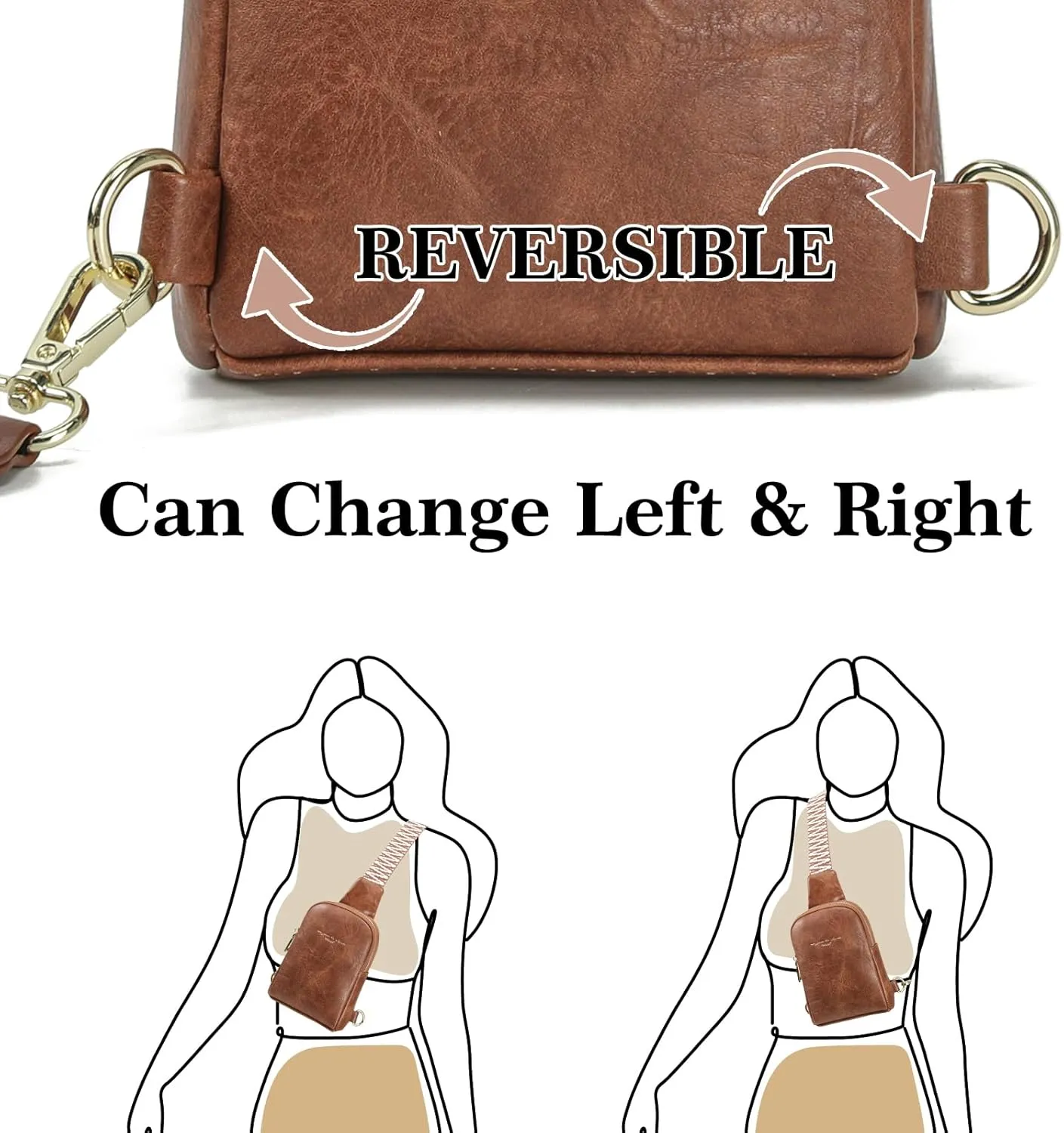 INICAT Travel Small Sling Bag Leather Crossbody Bags for Women Fanny Packs Cross Body Bag for Woman Cross Body Purses