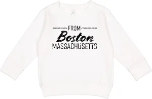inktastic From Boston Massachusetts in Black Distressed Text Toddler Sweatshirt