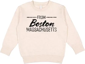 inktastic From Boston Massachusetts in Black Distressed Text Toddler Sweatshirt