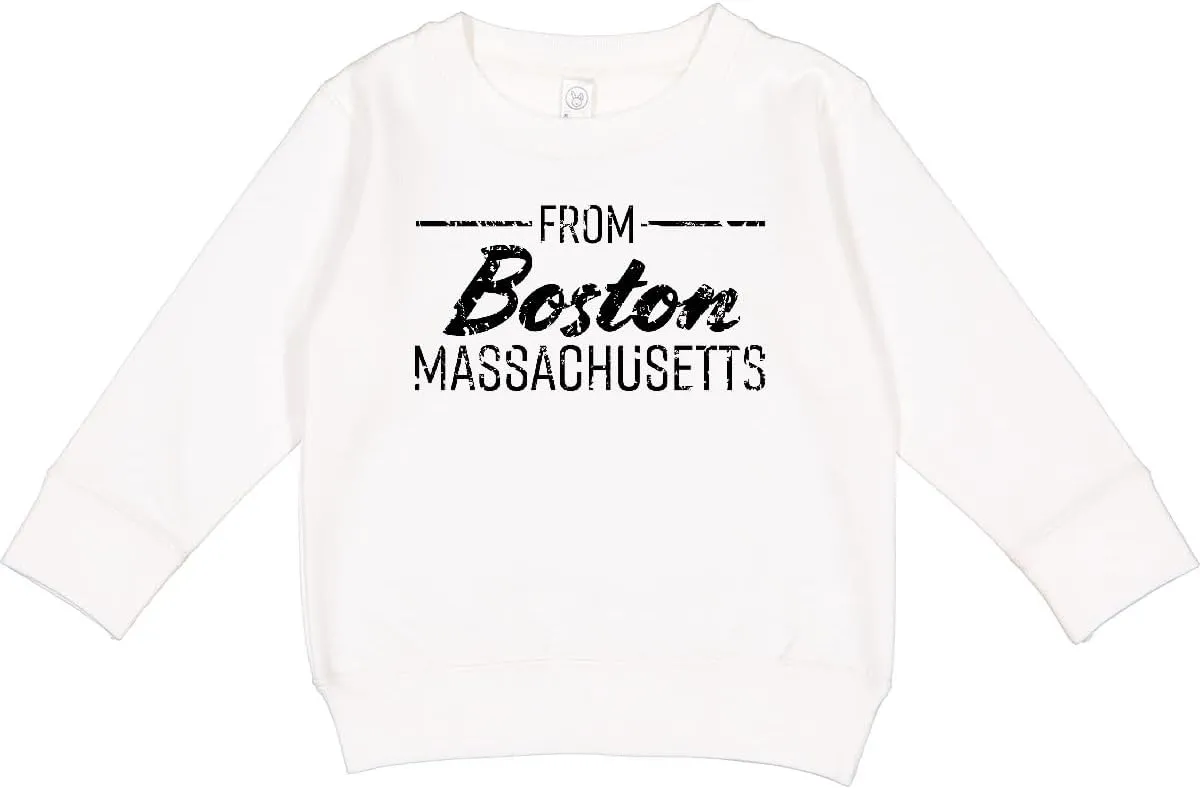 inktastic From Boston Massachusetts in Black Distressed Text Toddler Sweatshirt