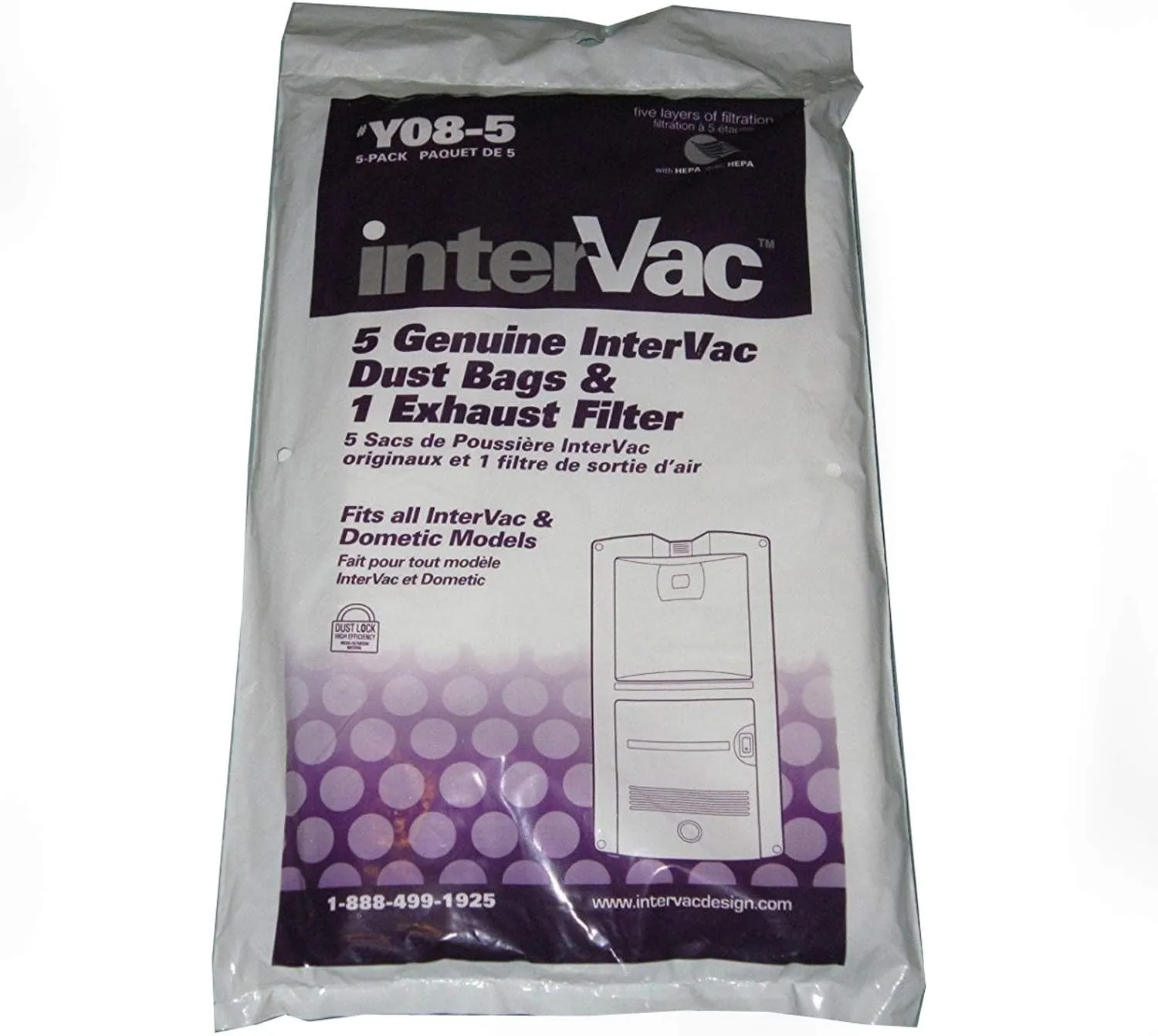 Intervac Dust Bags and Exhaust Filter Y08-5 by InterVac