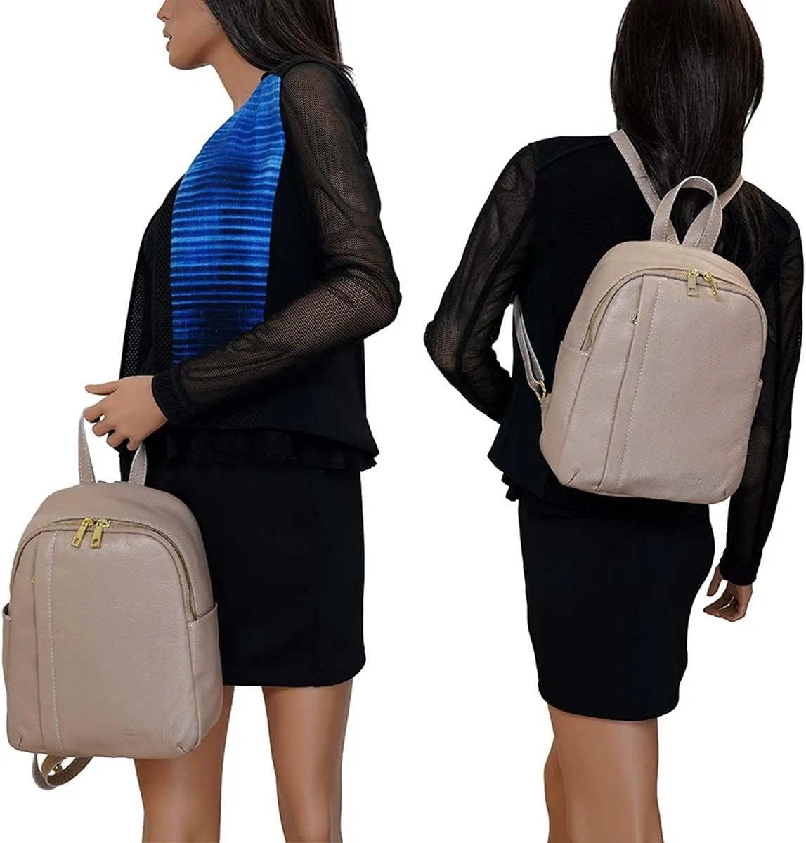 Italian Genuine Leather Women Genuine Leather Backpack Purse Travel Bag For Women - Powder Pink
