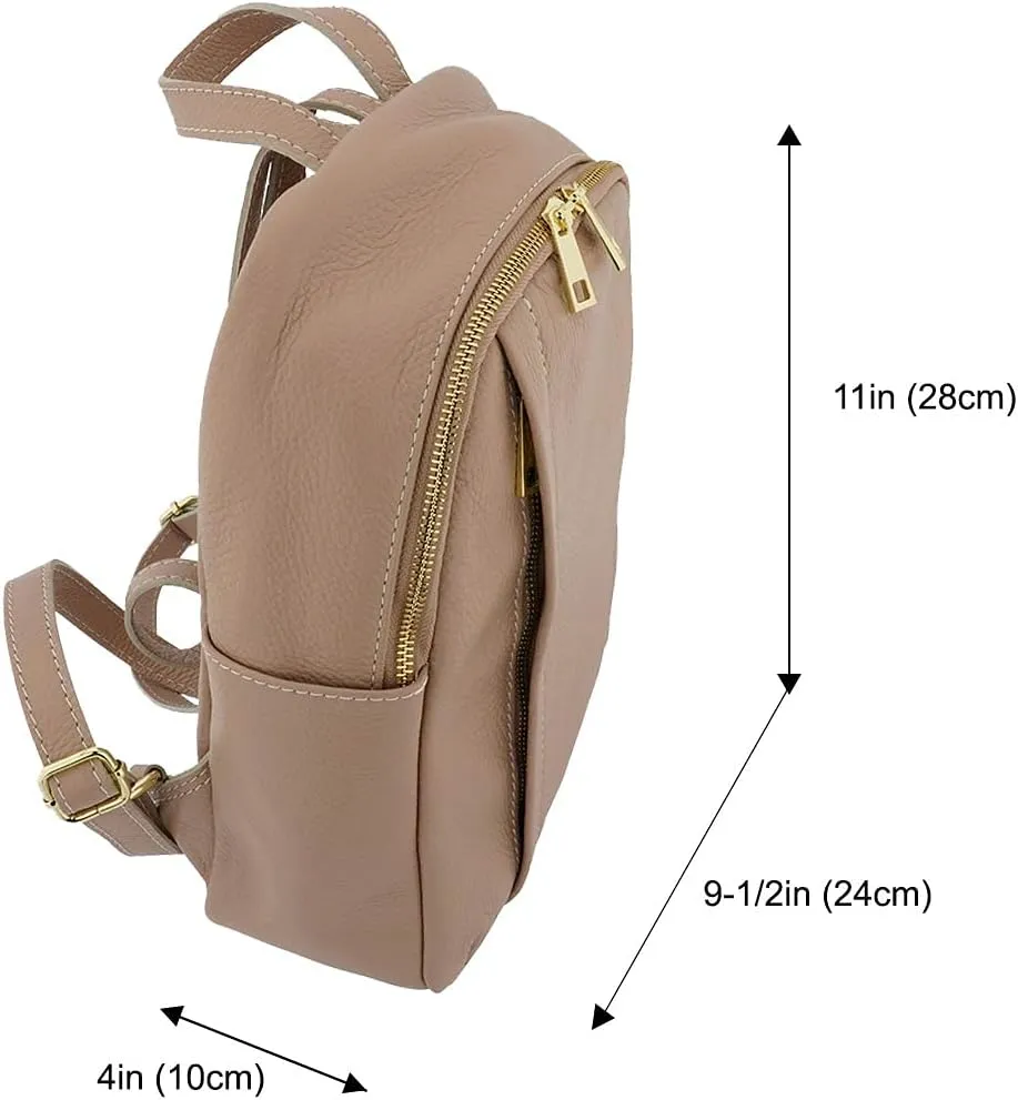 Italian Genuine Leather Women Genuine Leather Backpack Purse Travel Bag For Women - Powder Pink