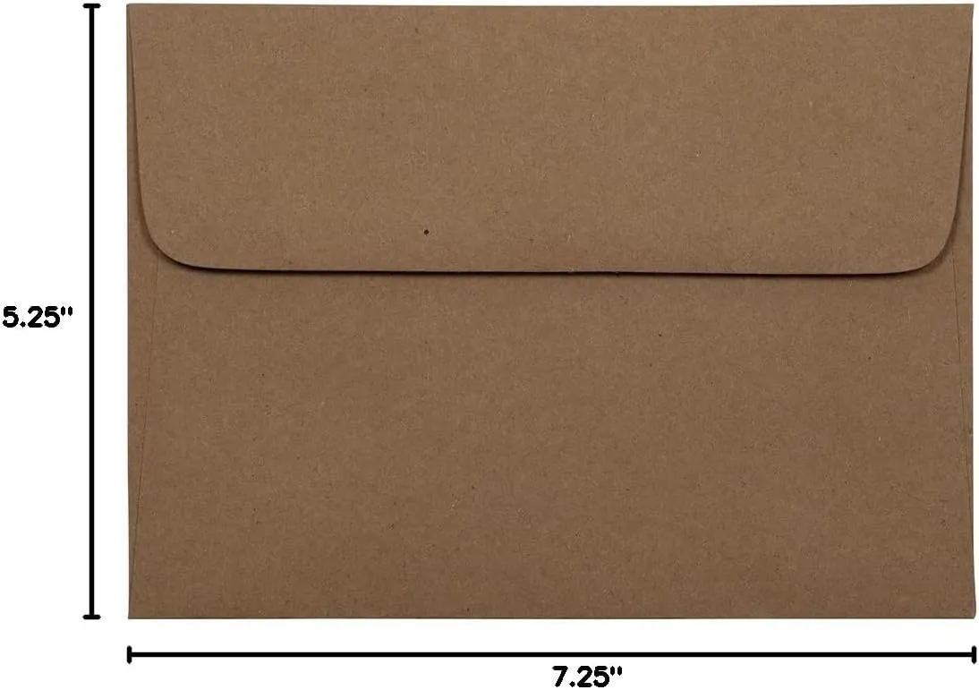 JAM PAPER A7 Premium Invitation Envelopes - 5 1/4 x 7 1/4 - Brown Kraft Paper Bag - 100/Pack