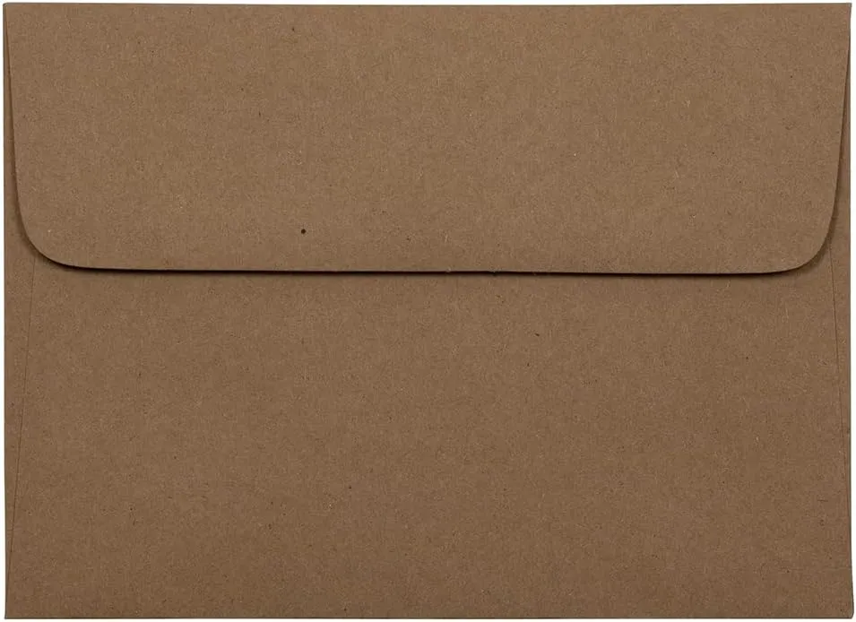 JAM PAPER A7 Premium Invitation Envelopes - 5 1/4 x 7 1/4 - Brown Kraft Paper Bag - 100/Pack