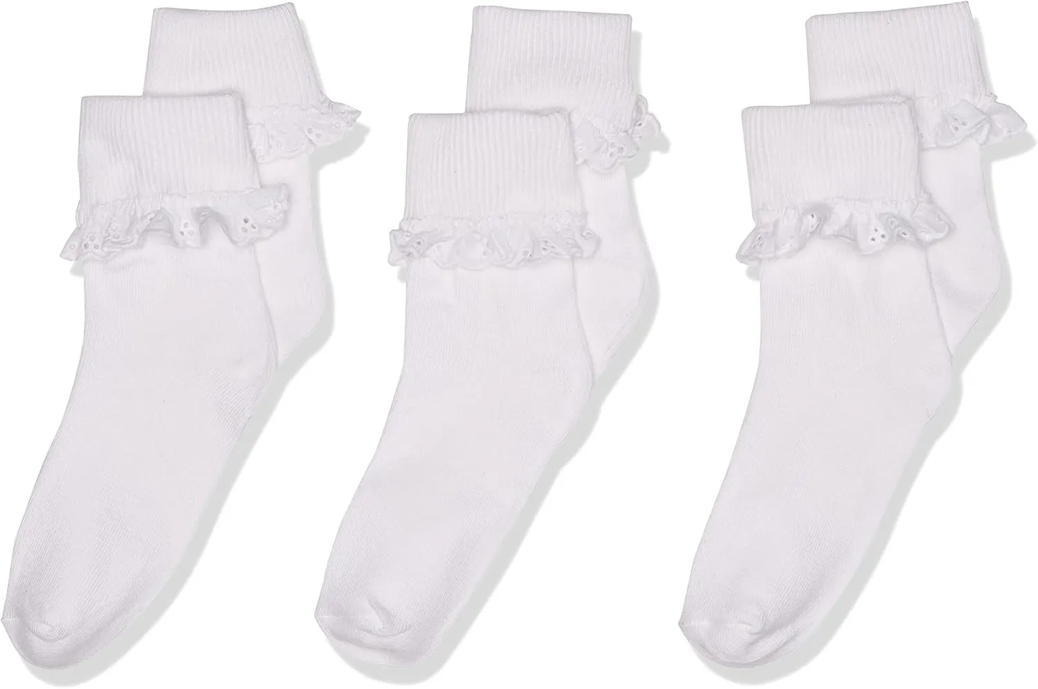 Jefferies Socks Girl's Eyelet Lace Socks 3 Pair Pack