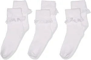 Jefferies Socks Girl's Eyelet Lace Socks 3 Pair Pack