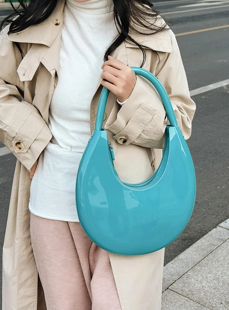 Jelly Clutch Purse For Women Crescent Shoulder Handbag Candy Color Moon Bag Evening Purse Top Handle Handbags For Prom