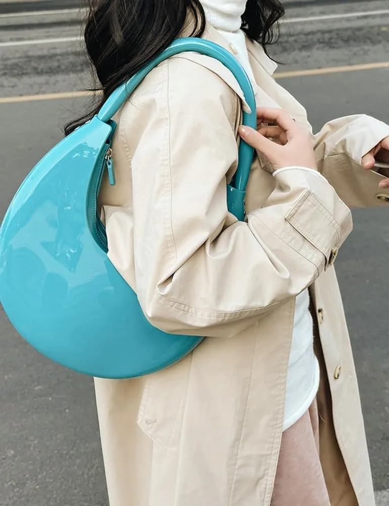 Jelly Clutch Purse For Women Crescent Shoulder Handbag Candy Color Moon Bag Evening Purse Top Handle Handbags For Prom