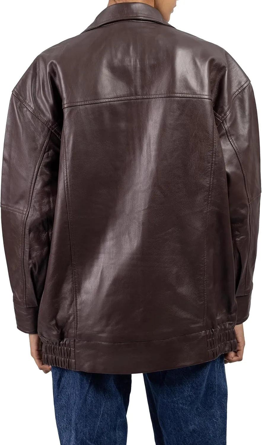 Jild Oversized Leather Jacket Women - Lambskin Leather Fall Jacket for Womens Fashion Plus Size Outfits