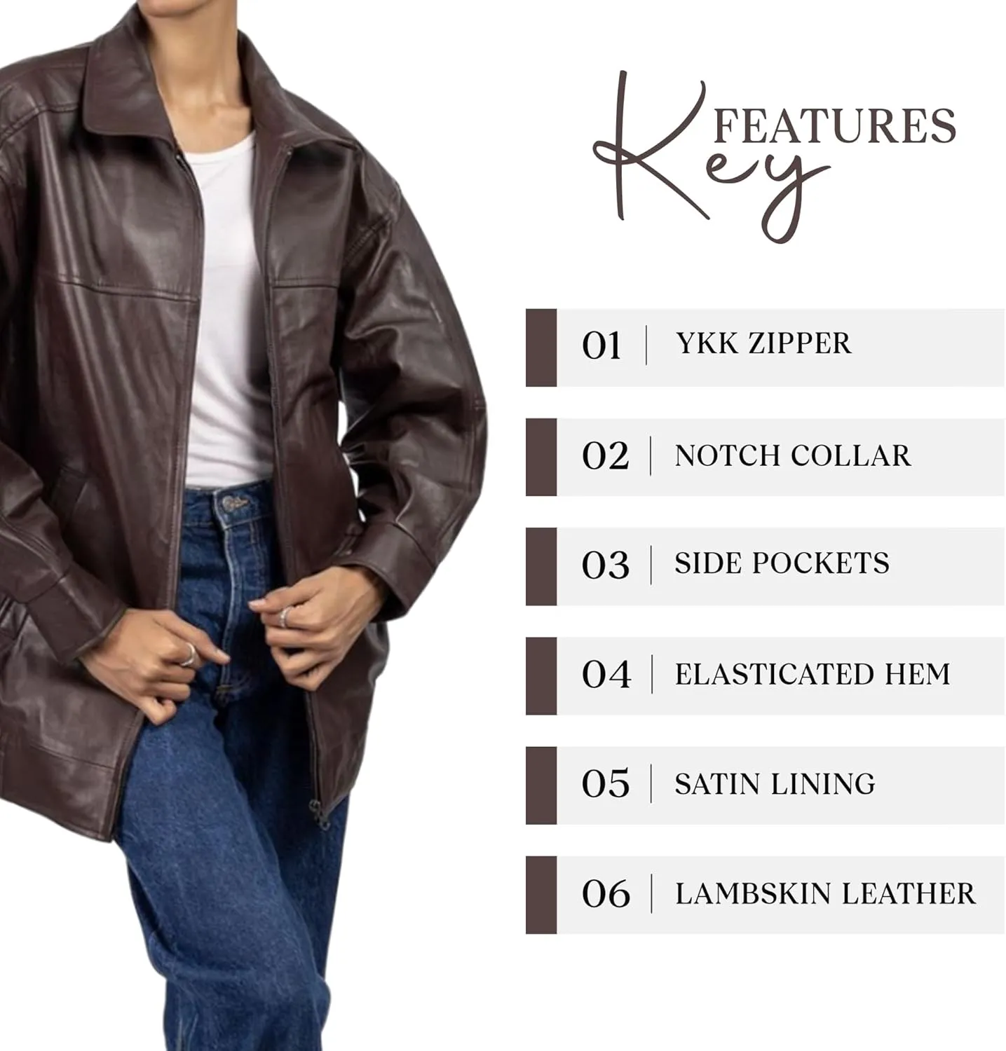 Jild Oversized Leather Jacket Women - Lambskin Leather Fall Jacket for Womens Fashion Plus Size Outfits
