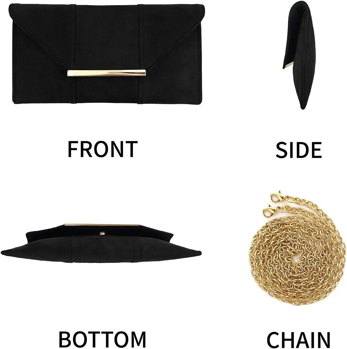 JNB Faux Microsuede Envelope Clutch
