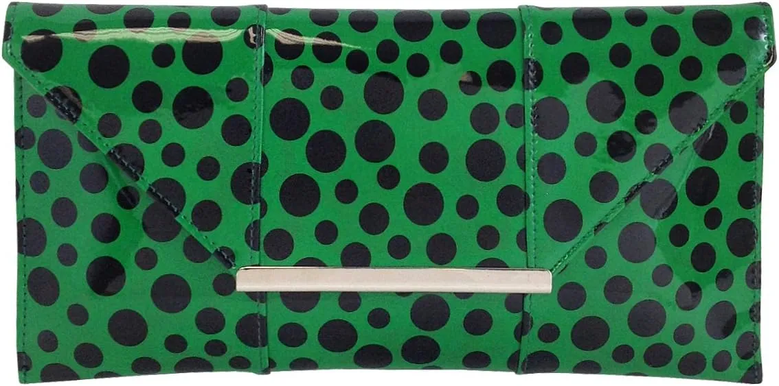 JNB Polka Dot Patent Envelope Clutch