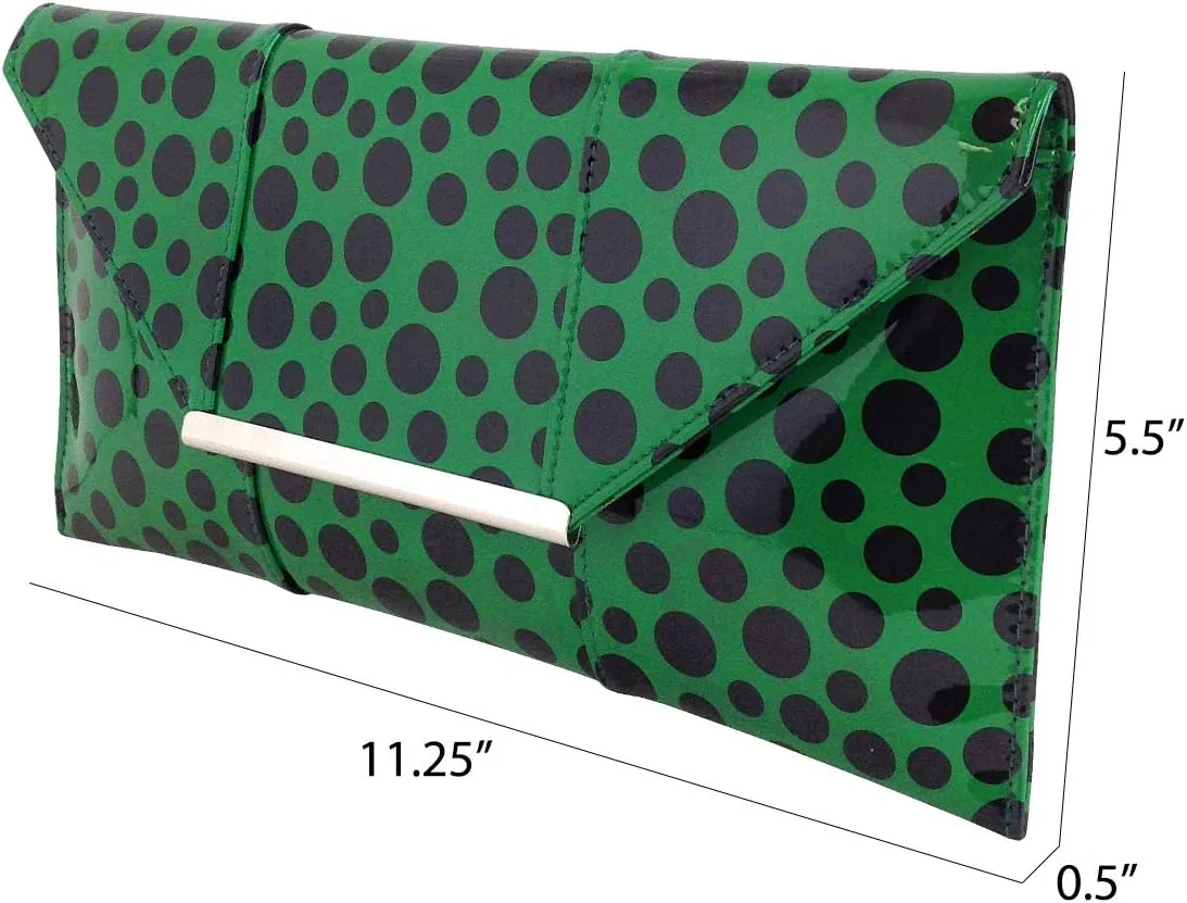JNB Polka Dot Patent Envelope Clutch
