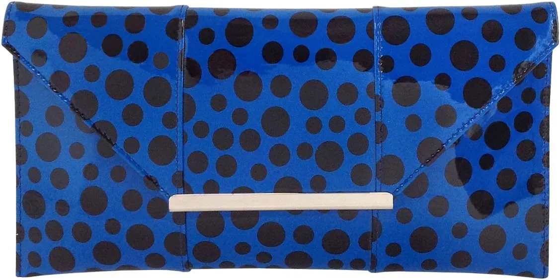 JNB Polka Dot Patent Envelope Clutch