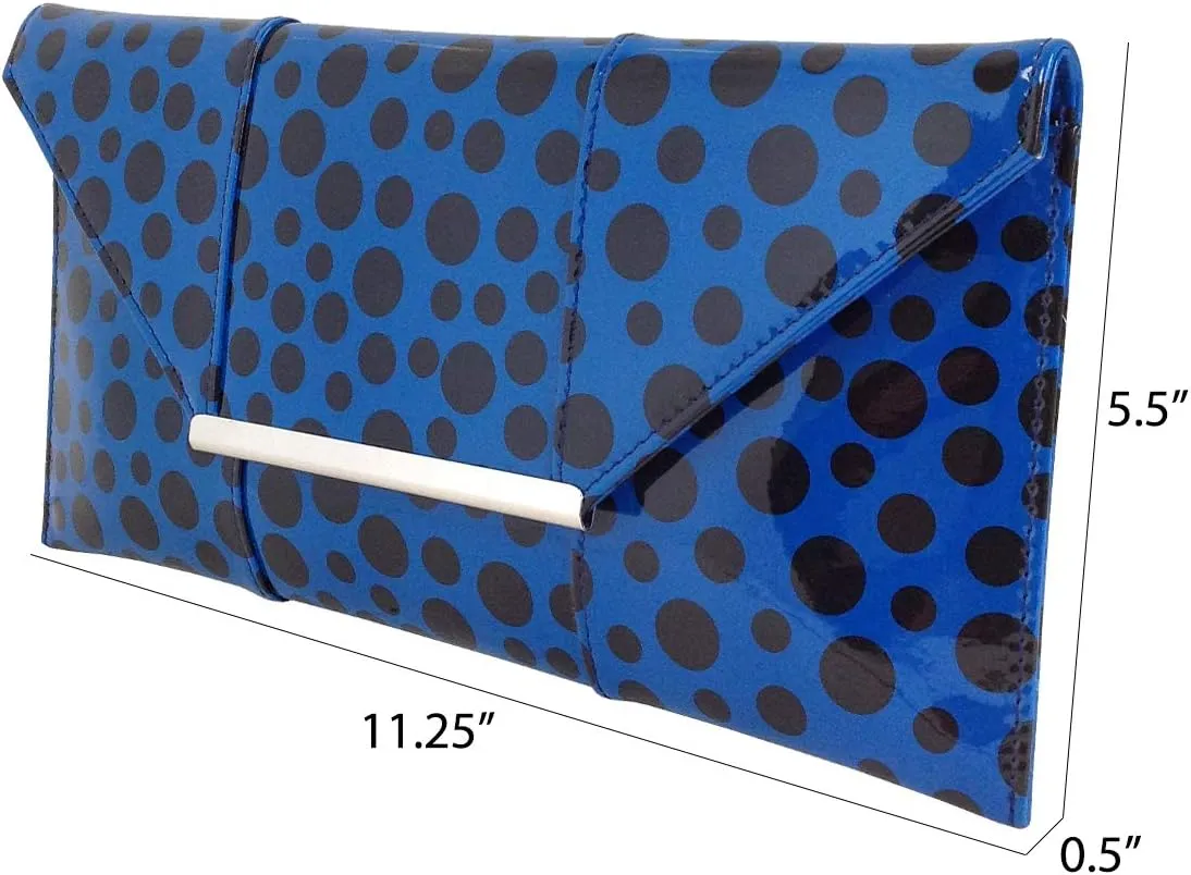 JNB Polka Dot Patent Envelope Clutch