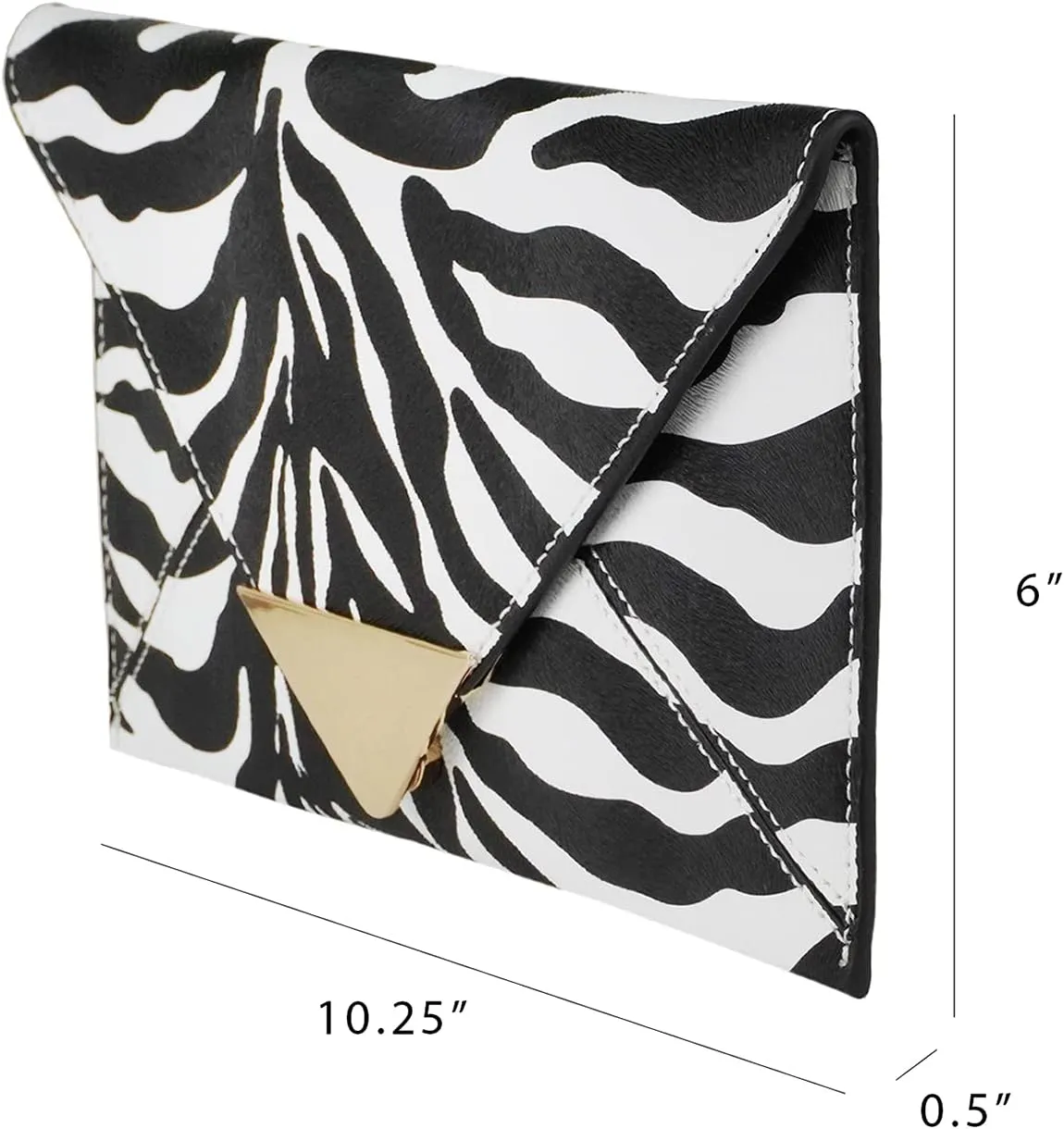 JNB Synthetic Leather Zebra Print Envelope Clutch