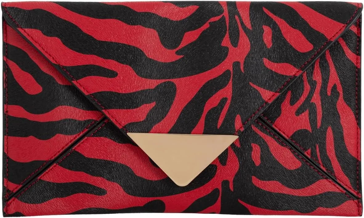 JNB Synthetic Leather Zebra Print Envelope Clutch