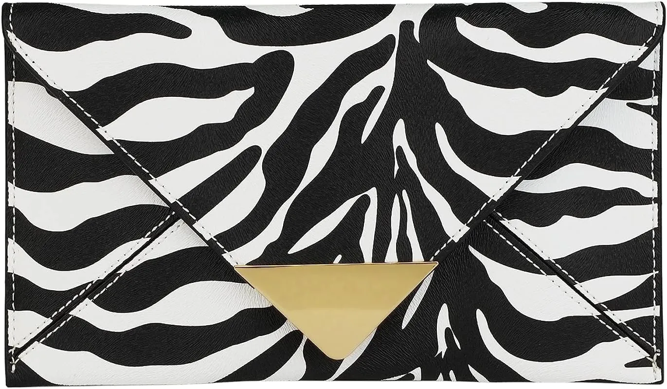 JNB Synthetic Leather Zebra Print Envelope Clutch