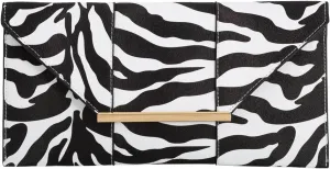 JNB Synthetic Leather Zebra Print Envelope Clutch