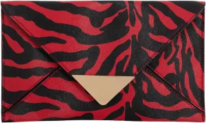JNB Synthetic Leather Zebra Print Envelope Clutch