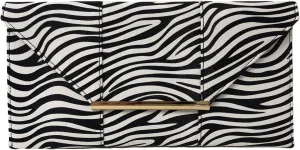 JNB Synthetic Leather Zebra Print Envelope Clutch