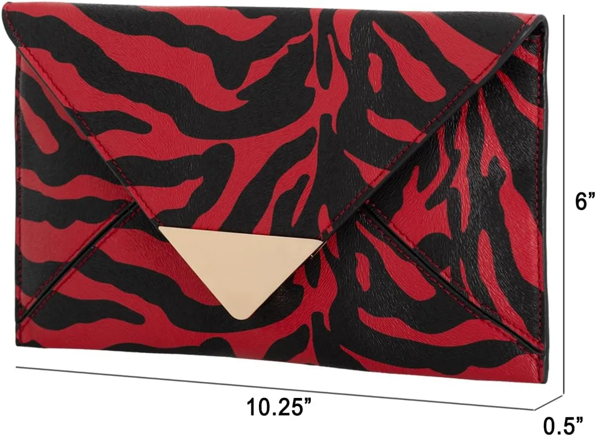 JNB Synthetic Leather Zebra Print Envelope Clutch