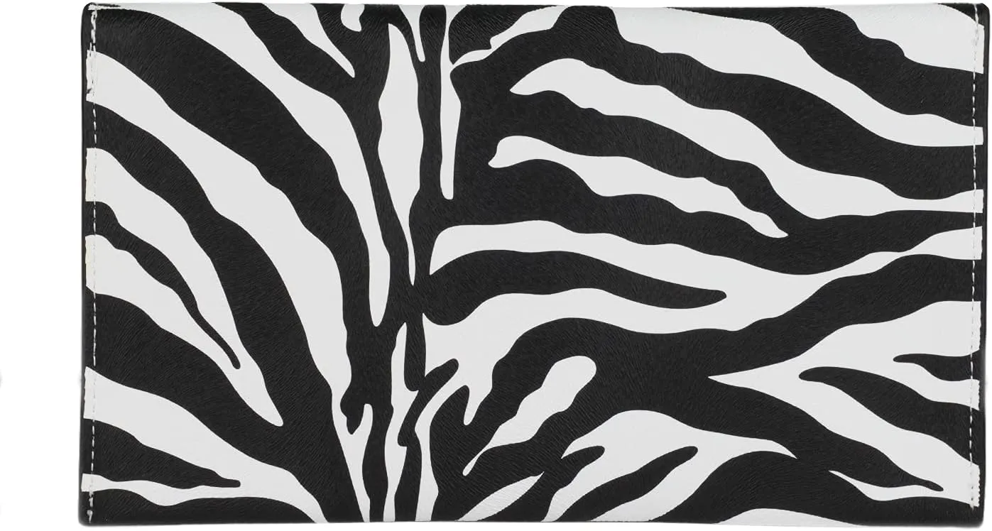 JNB Synthetic Leather Zebra Print Envelope Clutch