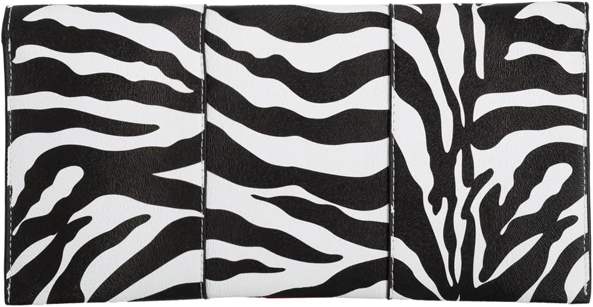 JNB Synthetic Leather Zebra Print Envelope Clutch