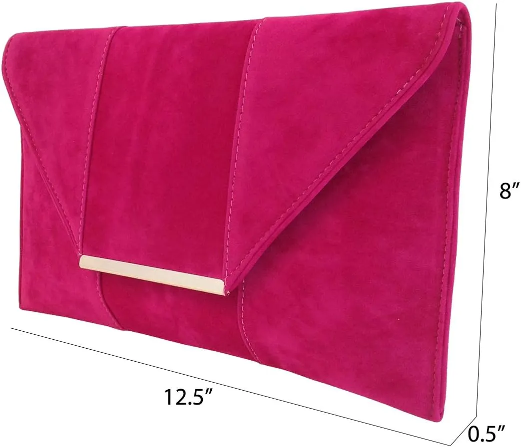 JNB Women's Faux Microsuede Envelope Clutch