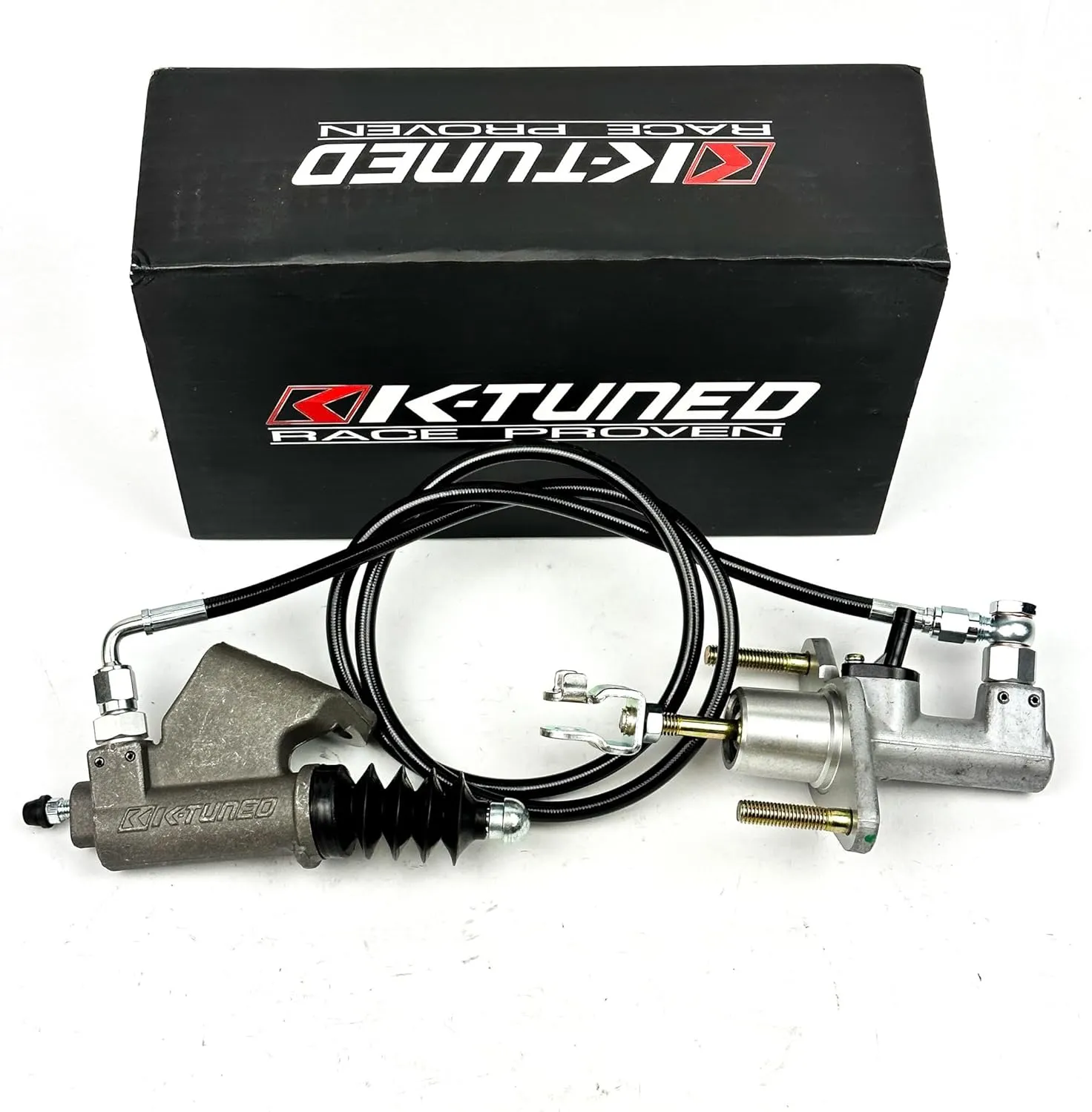 K Tuned Clutch Slave Cylinder with Exedy em2 Clutch Master Cylinder CMC and Black Stainless Steel Clutch Line For 2006-2011 Honda Civic Si 8th Gen Coupe Sedan K20Z3 K20 2006 2007 2008 2009 2010 2011