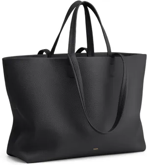 Kattee Leather Tote Bags for Women Soft Shoulder Purses Handbags Travel Work Bags Top Grain Leather Black