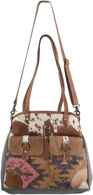 KB252 TOTE Upcycled Wool Upcycled Canvas Hair-on Genuine Leather women bag western handbag purse