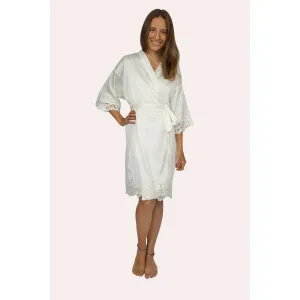 KEEPSAKE (S) Lace Trimmed Satin Robe