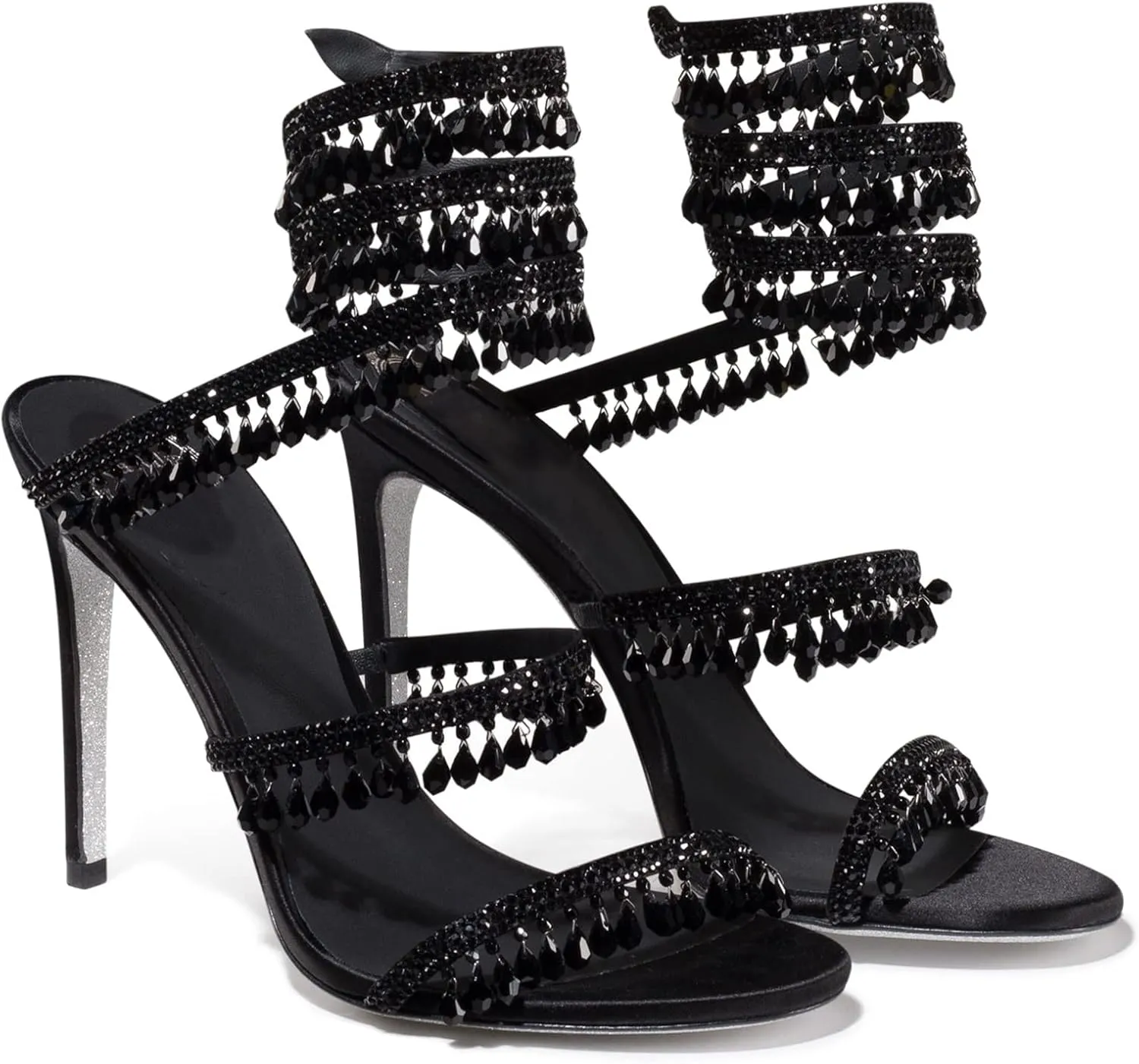 keleimusi Women's Rhinestone Chandelier Embellished Strappy High Heel Sandals 4-inch