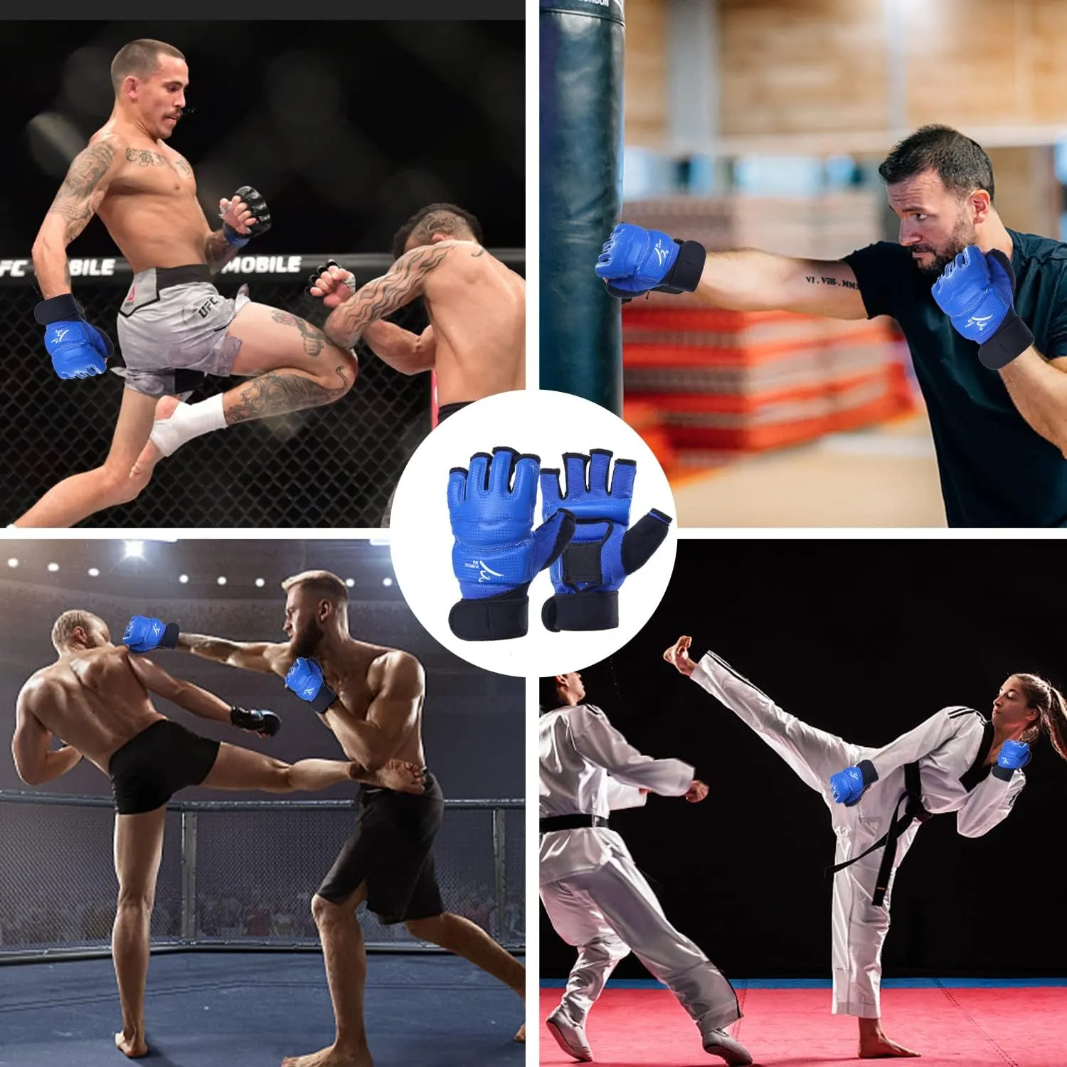 Kickboxing Sparring Gloves MMA Gloves for Men Women Half Finger Boxing Gloves Fighting Gloves Boxing Gloves for Punching Bag Training Gloves for Men Women