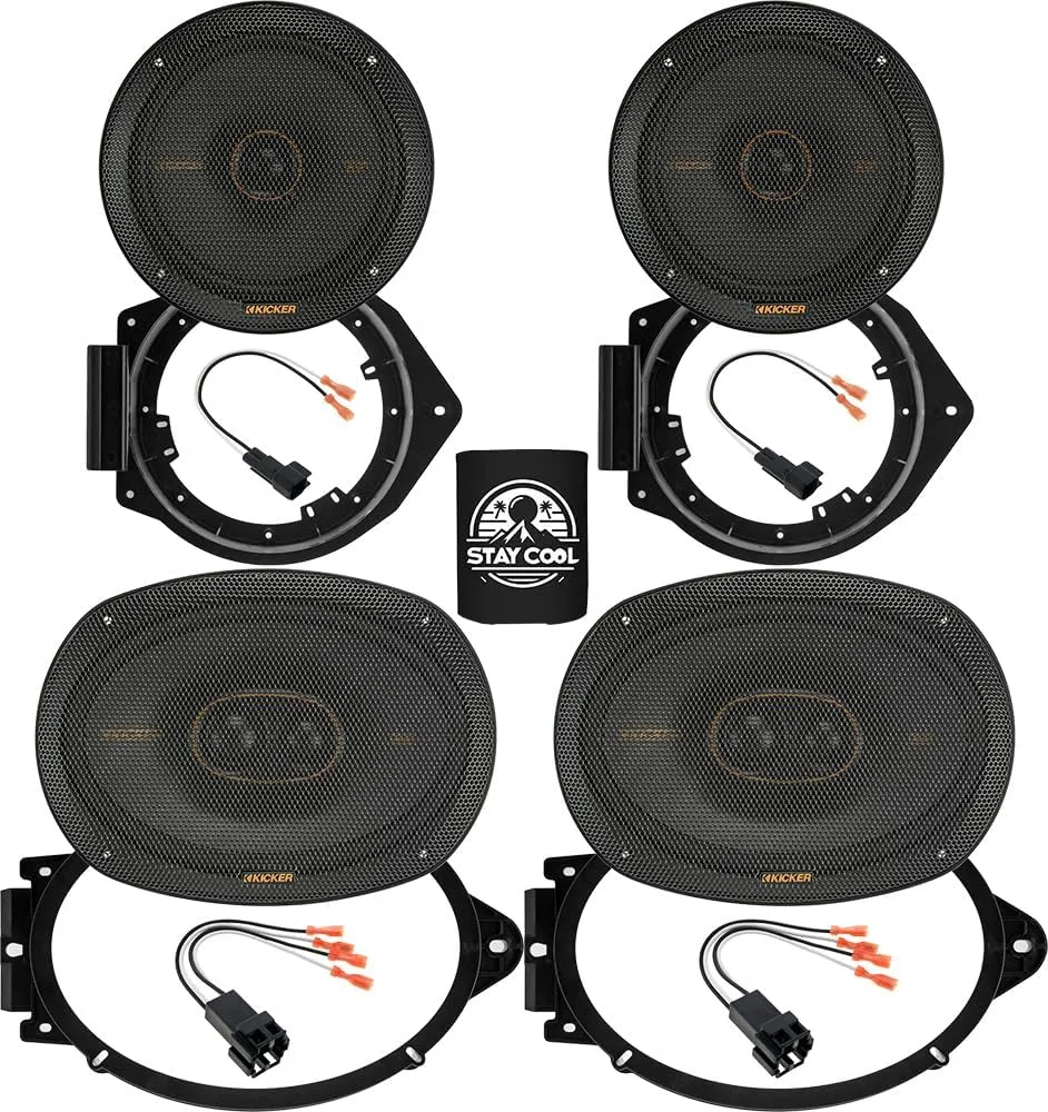 Kicker Speakers 6.75 & 6X9 inch for Chevrolet Camaro(w/o Boston Acoustics)2010-15 Upgrade Kit-2 Pairs of KS Series with Adapters and Harness,Car Audio Front Door & Rear Deck Speaker KSC6704 & KSC69304