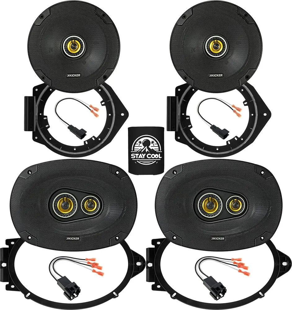 Kicker Speakers 6.75 & 6X9 inch for Chevrolet Camaro(w/o Boston Acoustics)2010-2015 Upgrade Kit-2 Pairs of CS Series with Adapters and Harness,Car Audio Front Door & Rear Deck Speaker CSC674 & CSC6934
