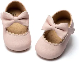 KIDSUN Infant Baby Girls Mary Jane Shoes Non-Slip Rubber Sole Ballet Slippers Princess Dress Wedding Shoes Newborn Crib Shoes First Walkers Shoes