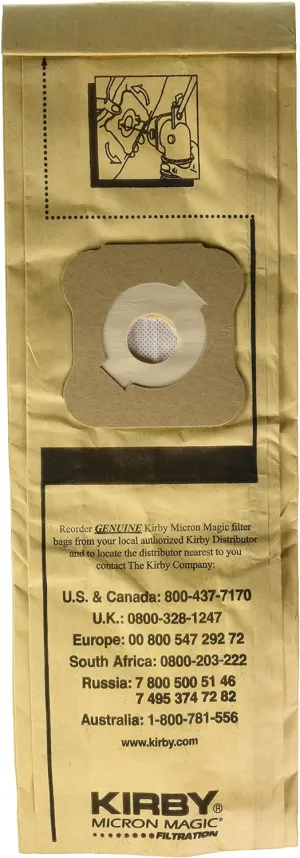 Kirby Micron Magic Filtration Vacuum Cleaner Bags - for Models G4 and G5 - New Old Stock - Package of 9 Vacuum Cleaner Bags